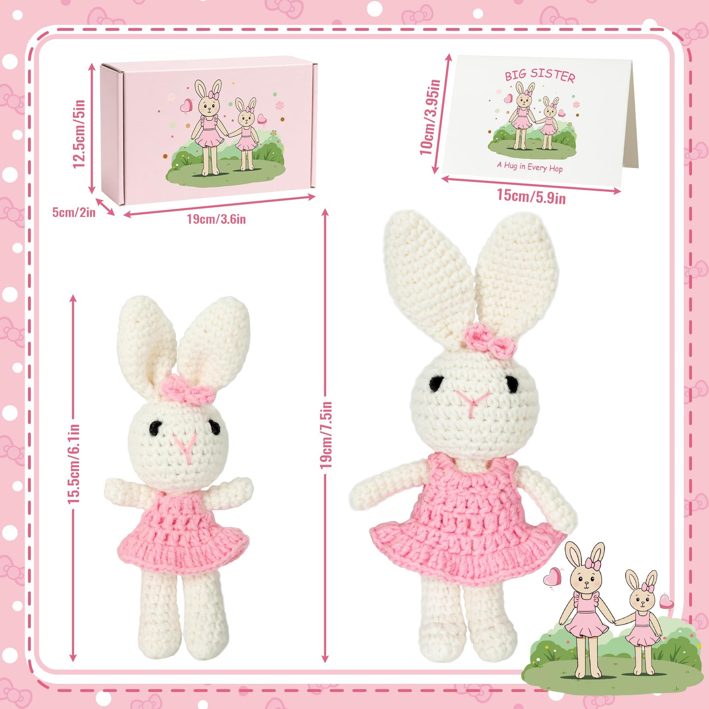 Big Sister Crochet Gifts for Girls, Big Sister Little Sister Doll Gift Set to Celebrate Little Girls Promoted to Sister, Gifts for Older Siblings of New Baby