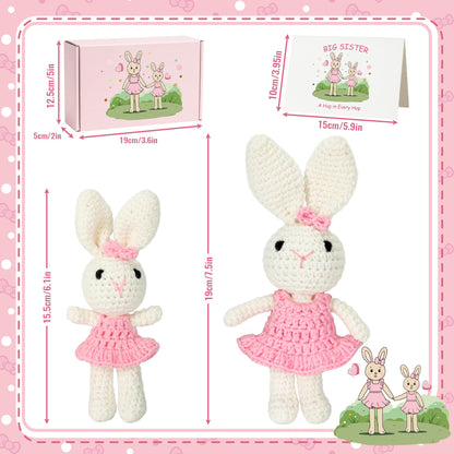 Big Sister Crochet Gifts for Girls, Big Sister Little Sister Doll Gift Set to Celebrate Little Girls Promoted to Sister, Gifts for Older Siblings of New Baby