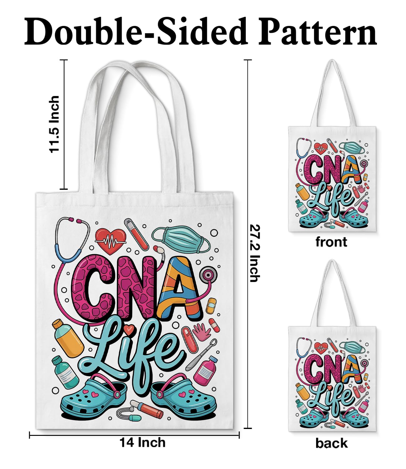 Nurse Canvas Tote Bag for Women Cute Reusable Grocery Shoulder Bag Gifts for Nurse