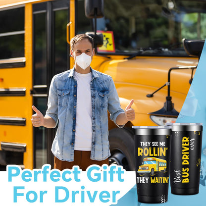 Fufandi Bus Driver Gifts - Bus Driver Appreciation Gifts for Men Women - School Bus Drivers Gift, Christmas Back To School Cup - Tumbler Cup 20oz