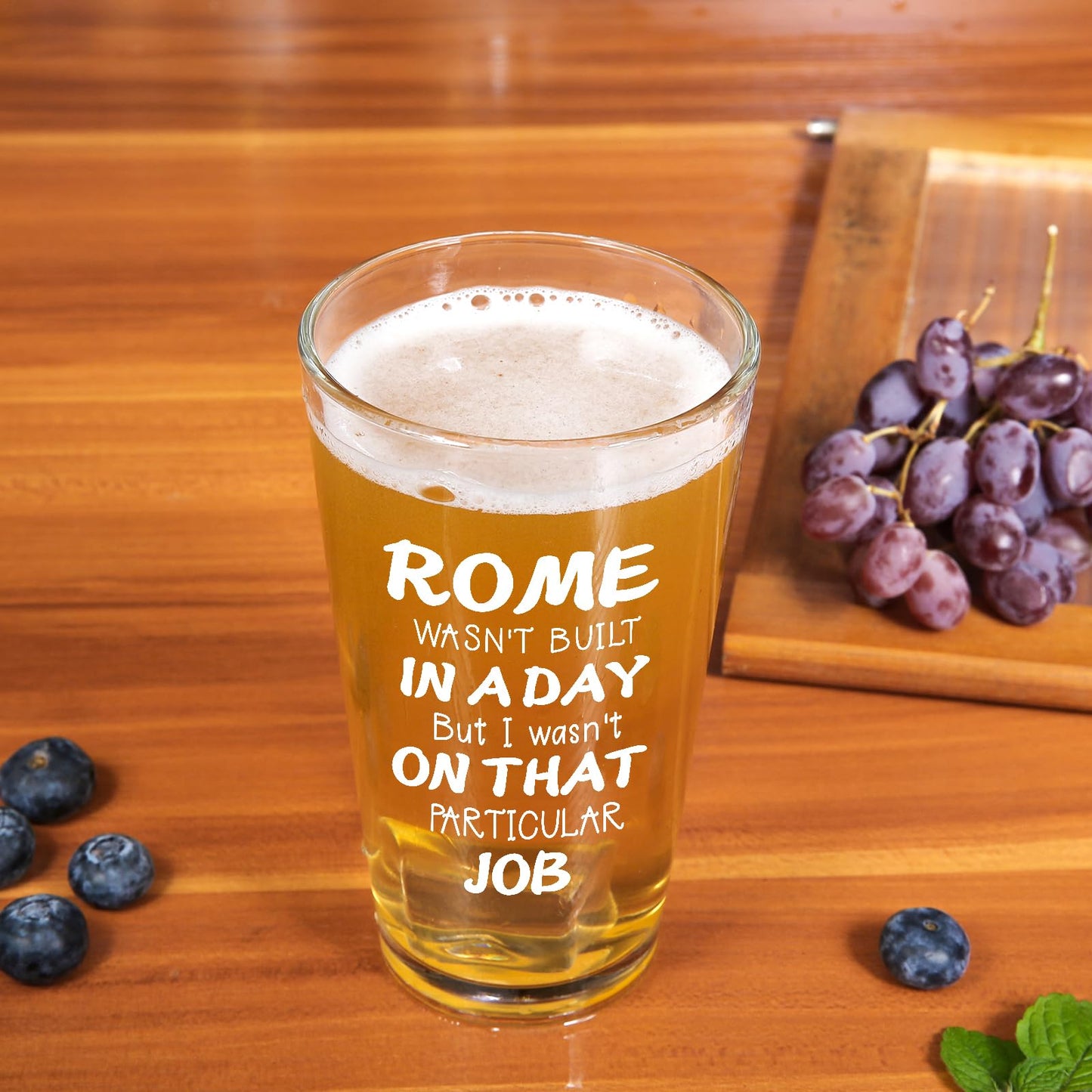 Jogskeor Rome Wasn't Built In A Day But I Wasn't On That Job Beer Glass 16oz, Gifts for Construction Workers, Birthday Christmas Gifts for Project Engineer Builder