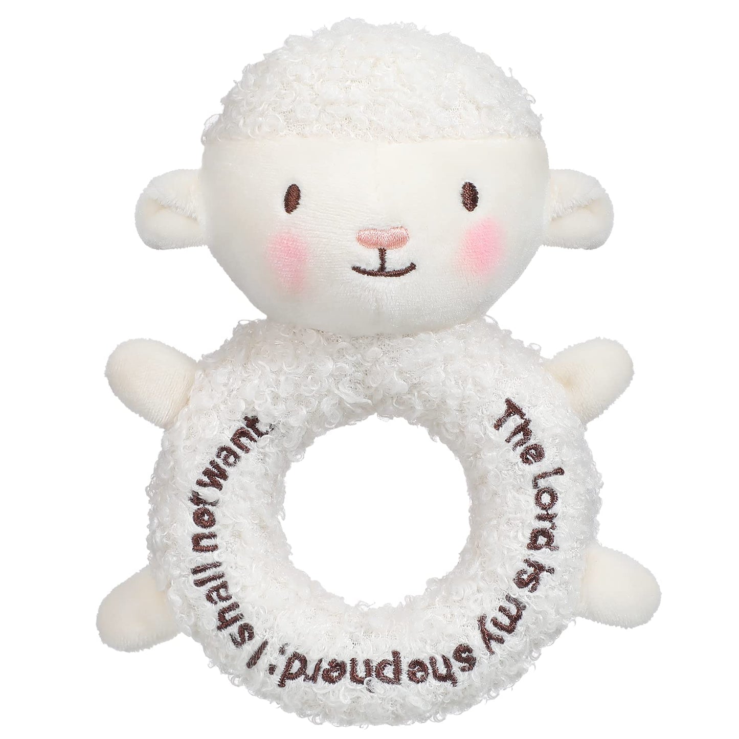 Karenhi Stuffed Animal Little Stuffed Animal Praying Baptism Soft Plush Snuggle God's Toy with Embroidered Religious Gift for Boys Girl Baby Showers Mom's Nursery Decor Doll Toy(Lamb,White)
