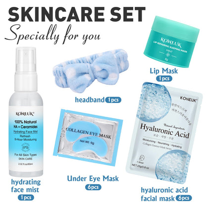 15 PACK Skincare Set with Facial Masks, Under Eye Patches, Face Mist, Lip Mask, Headband, Skin Care for Women, Travel Kit & Birtuday Gifts for Teens Girls, Thank You Gift for Mom, Teacher Gifts