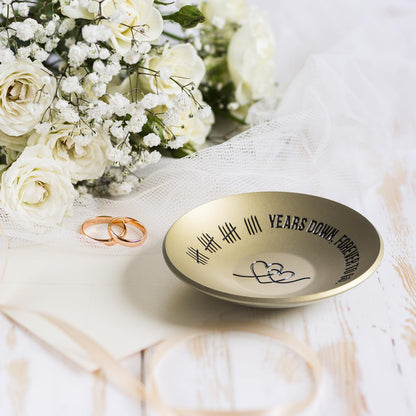 ROINS 19 Year Anniversary Bronze Gifts For Her Him, 19th Wedding Anniversary For Wife Husband, 4" Metal Ring Holder Dish Jewelry Tray - Unique Decoration Ideas Bronze Gift For Parents Men Women