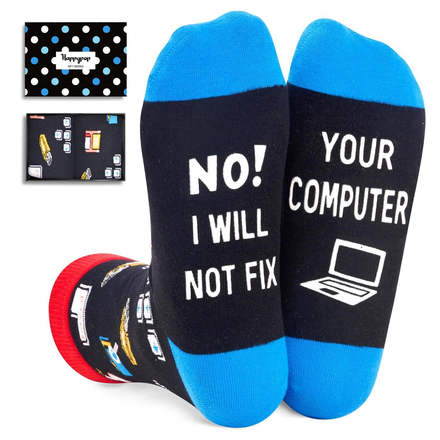 HAPPYPOP Gifts for Geek Chef - Funny Socks for Bus Driver Police Fireman Men Women