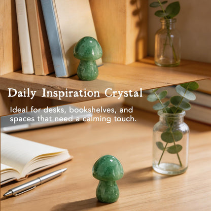 Green Aventurine Mushroom Crystal Gift for Women Friend Sister Daughter, Luck Growth New Beginnings Keepsake for Desk Office Shelf Decor, Graduation Birthday Christmas Good Luck Gift (Green)