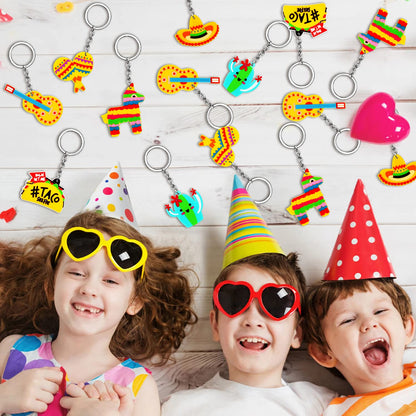Mexican Fiesta Keychains - Cinco De Mayo Donkey Maraca Sombrero Taco Guitar Cactus Keychains