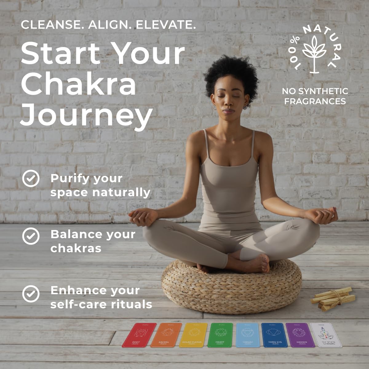 7 Chakra Cards & 5 Palo Santo Sticks Set Spiritual Gift Set for Women Unique Birthday Gift, Meditation Decor, Chakra Healing, Protection Energy, Mindfulness Gifts