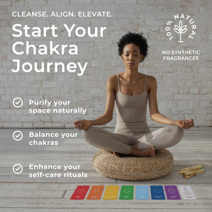 7 Chakra Cards & 5 Palo Santo Sticks Set Spiritual Gift Set for Women Unique Birthday Gift, Meditation Decor, Chakra Healing, Protection Energy, Mindfulness Gifts