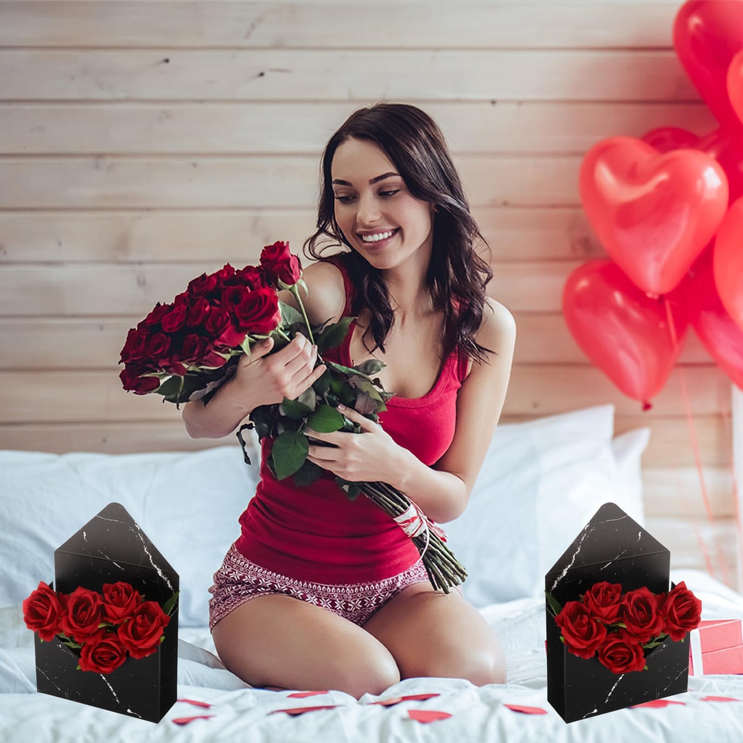 PATIKIL Florist Bouquet Envelope Boxes, 5 Packs Flower Arrangement Box Packaging Gift Paper Boxes for Wedding, Party, Birthday, Mother's Day, Red