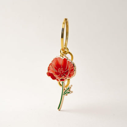 Red Poppy Keychain & Bag Charm – California Poppy Floral Accessory, Boho Gifts, August Birth Flower Keychain, Flower Gifts