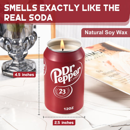 Doctor Pepper Candle - Smells Like the Real Soda - Cute Candles for Cool Gifts - Funny Candles for Any Occasion - Cute Things for Aesthetic Room Decor - Cool Candle for Cool Things