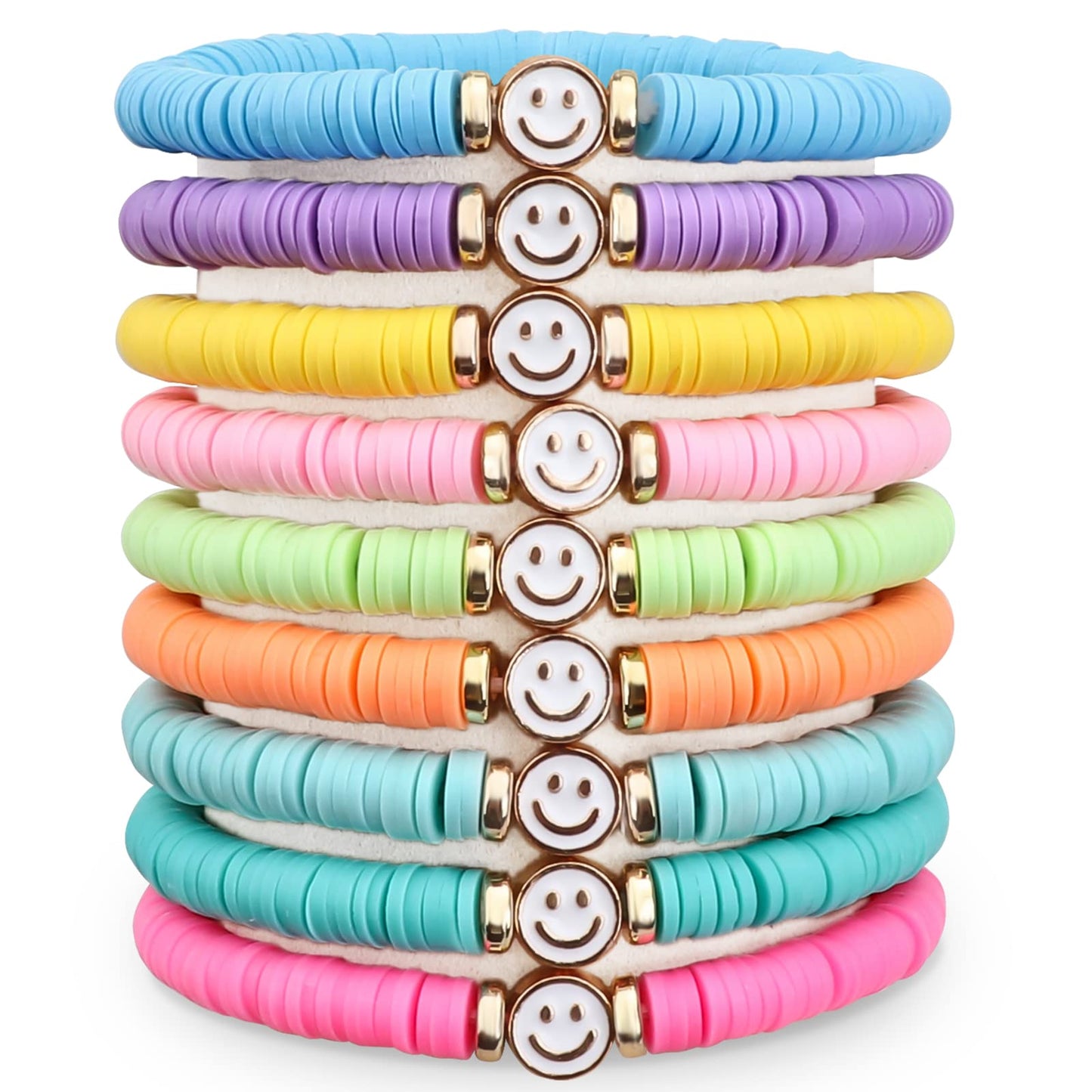 JIASHUYEYE Preppy Bracelets for Teen Girls - Stackable Boho Surfer Friendship Bracelets Set for Little Girls & Women