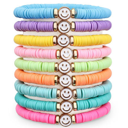 JIASHUYEYE Preppy Bracelets for Teen Girls - Stackable Boho Surfer Friendship Bracelets Set for Little Girls & Women