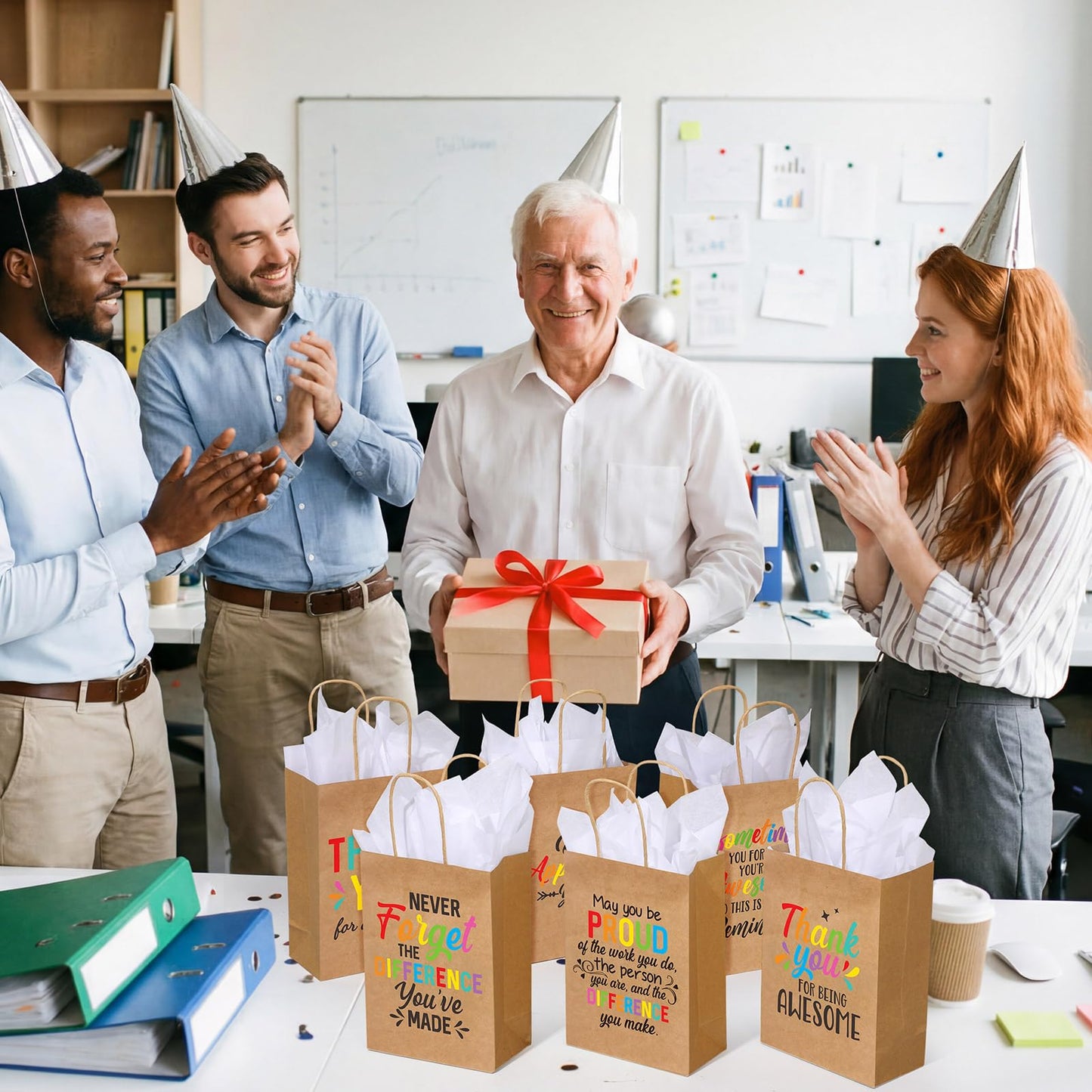 Resholder 30 Pcs Employee Appreciation Gift Bags with Tissue Papers Thank You Paper Bags with Handles Inspirational Quote Treat Pouches Christian Church Gifts for Team Coworker Staff Teacher Nurse