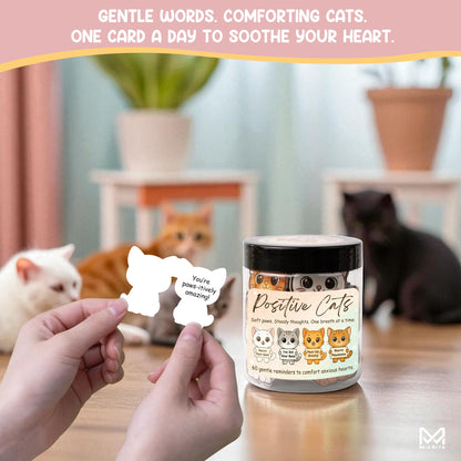 Miarita Positive Cats Jar – 60 Affirmation Cards for Anxiety & Self Care, Cat Mom Gifts For Women, Mothers Day Gifts For Cat Mom, Cat Themed Gift for Mom, Teens & Men, Kids, Coworkers