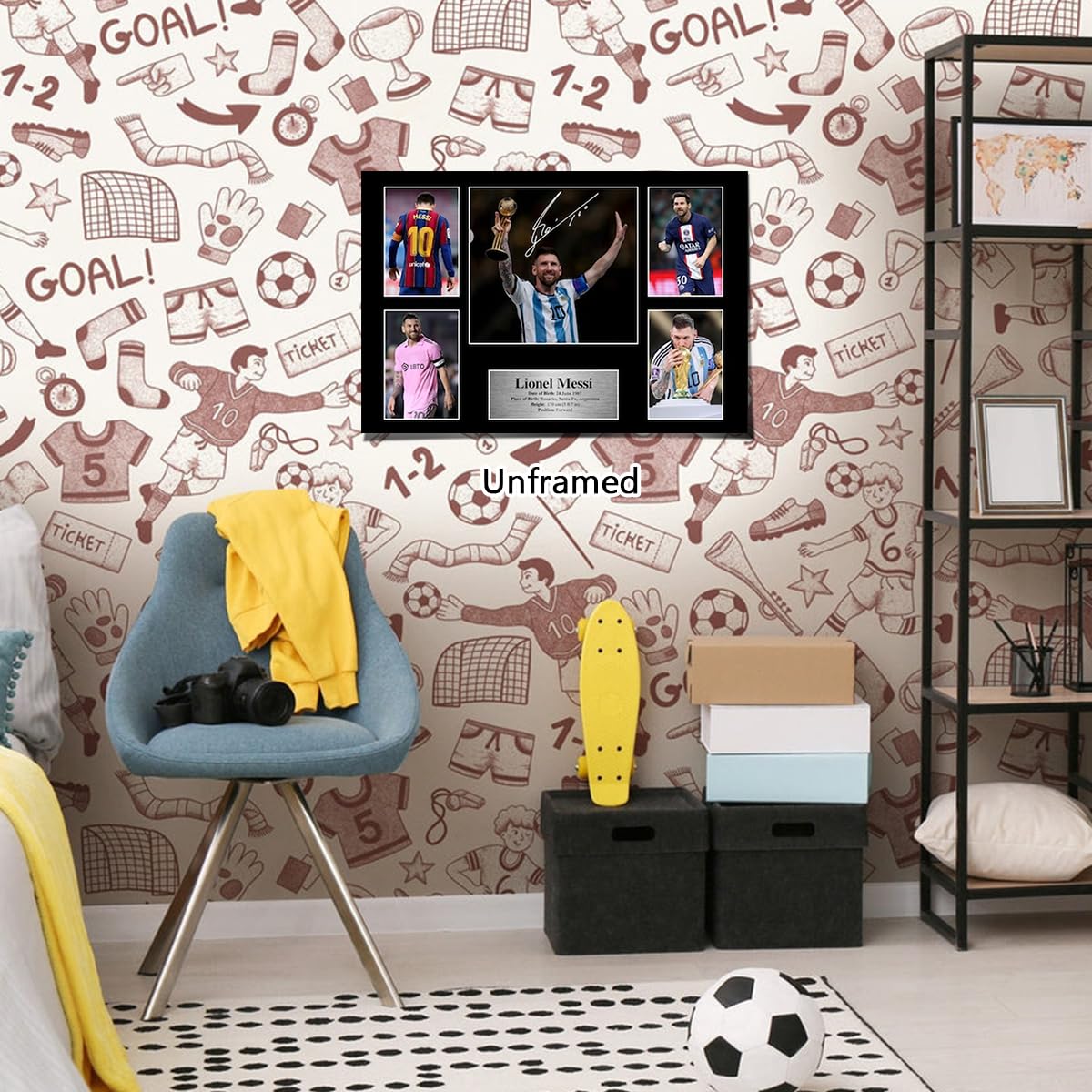 Superstar Messi Signed Poster for Kids Fans Room Bedroom Wall Decor-American Soccer Posters Canvas Art Prints Picture for Teen Boy Birthday Gifts
