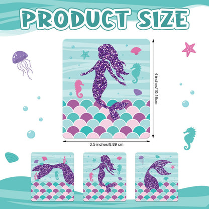 Marspark 36 Pcs Large Size Mermaid Birthday Stickers for Chip Bag 3 Style Mermaid Sticker Party Supplies for Ocean Under the Sea Birthday Snack Goodie Bags Gifts and Decorations, 4 x 3.5 Inches