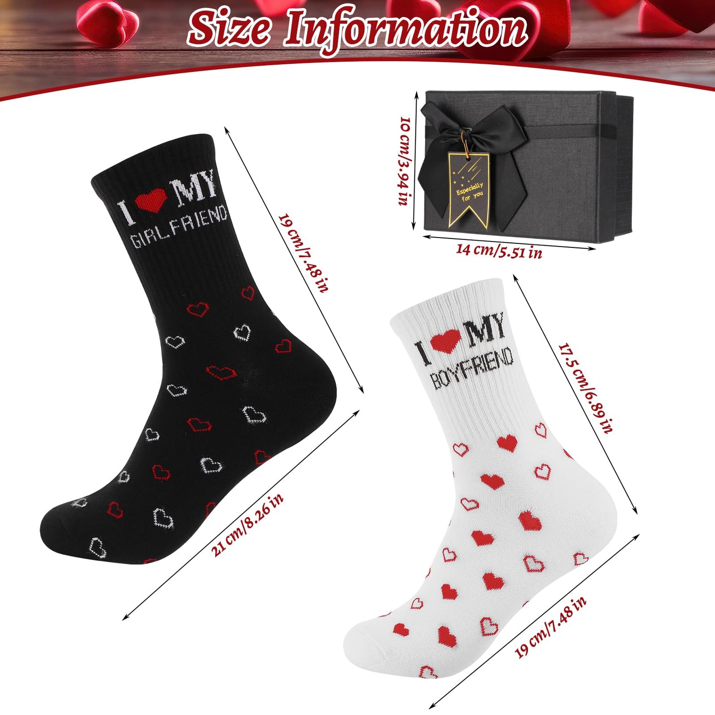 Funny Couple Socks for Boyfriend/Husband with Gifts Box, I Love My Boyfriend/Girlfriend Socks, Boyfriend/Husband Romantic Gifts for Anniversary Birthday