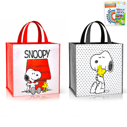 Peanuts Tote Bags for Kids, Adults - Bundle with 2 Snoopy Tote Bags for Groceries, Shopping, Storage, More Plus Stickers | Snoopy Gifts for Kids, Boys, Girls