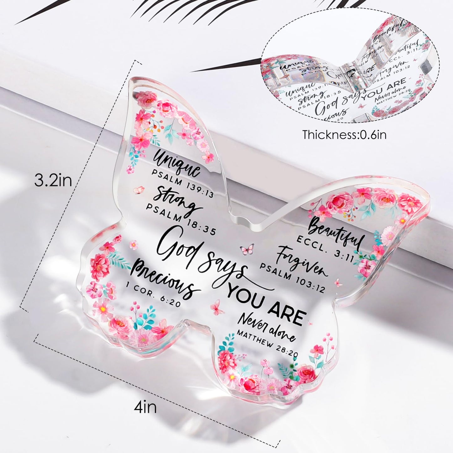 Christian Gifts for Women Friends Birthday Butterfly Inspiration Religious Valentines Gifts for Women Mom Sister Coworker God Says You Are Gift Catholic Encouragement Faith Based Desk Decor Plaque