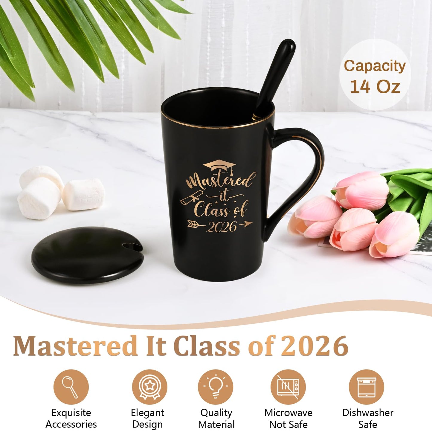 Maustic Masters Degree Graduation Gifts, Mastered It Class of 2026 Coffee Mug, College Graduation Gifts for Women Her Him, Class of 2026 Grad Gift, MBA Grad Gift, 14 Oz Black