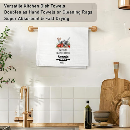 Nonnie Gifts for Grandma Kitchen Towels, Grandma Gifts from Grandkids Hand Towels, Everything Tastes Better When Nonnie Makes It Towel for Kitchen Bathroom Decorative, 16x24 Inch