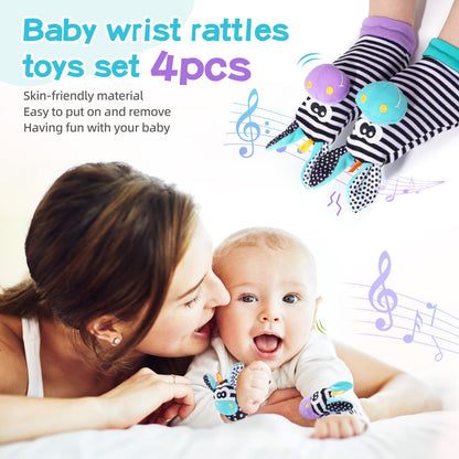 Baby Rattle 0-6 Months, Infant Rattle Socks Toys, Soft Newborn Sensory Toys,Infant Wrist Rattles for Babies 0-6 Months,Baby Gifts 6-12 Months（Purple）