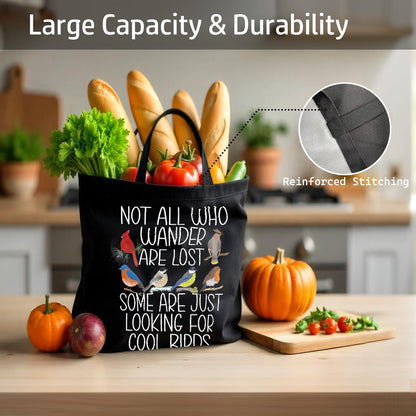 Chicimln Bird Lover Watcher Gifts For Women Canvas Tote Bags,Easily Distracted by Birds Reusable Grocery Shopping Bags