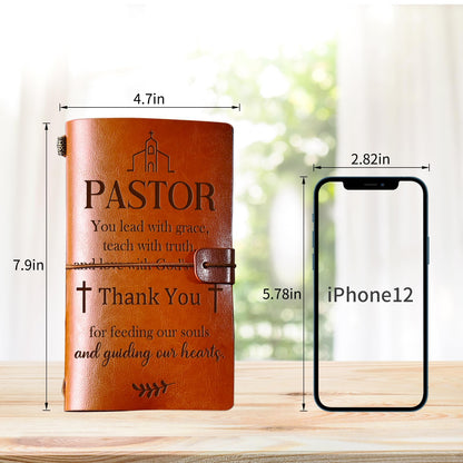 PRSTENLY Pastor Appreciation Gifts Leather Journal, 140 Page Refillable Journal Thank You Retirement Farewell Christmas Birthday Gifts for Pastor Men Women Male Female