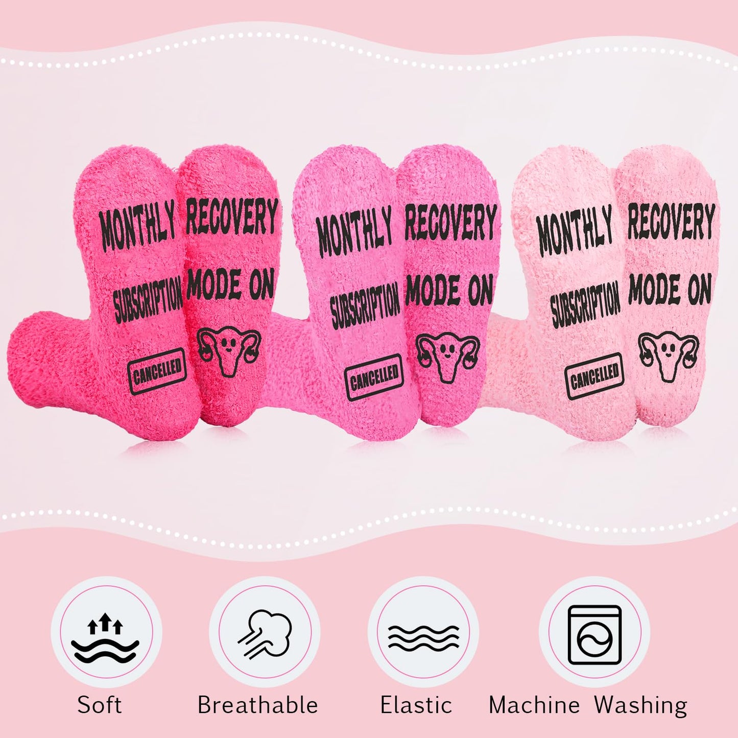 Glitopper 3 Pcs Hysterectomy Recovery Must Haves Fuzzy Socks Hysterectomy Recovery Gifts for Women with Humorous Words Monthly Subscription Cancelled Funny Care Present for Her Survivor Uterus Removal