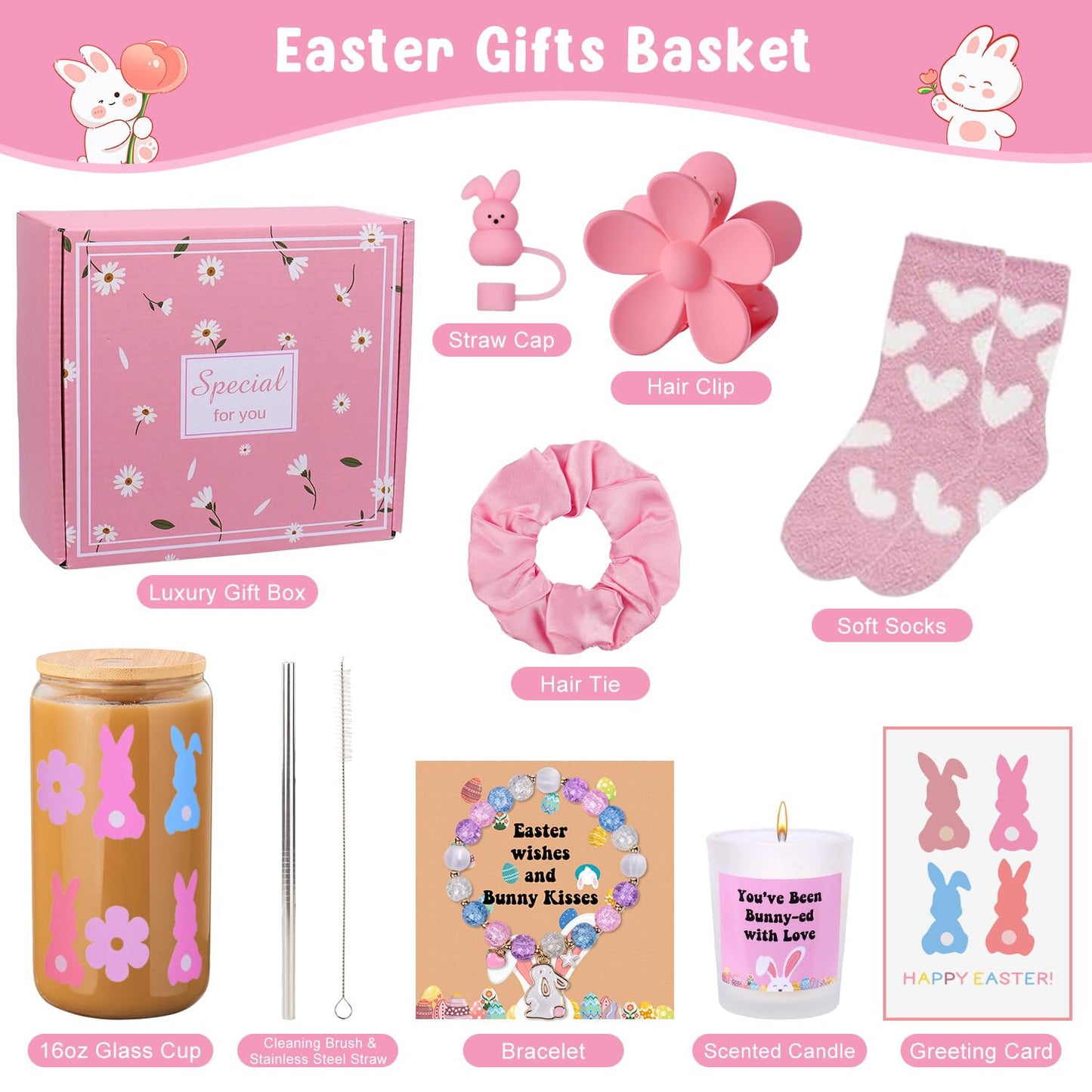 Mother Day Gift for Mom, Easter Gifts for Teens Girls, Women, Easter Basket Stuffers for Teen Girls, Easter's Basket Idea for Teens, Bunny Gift for Girl,Easter's Baskets Essentials for Adults