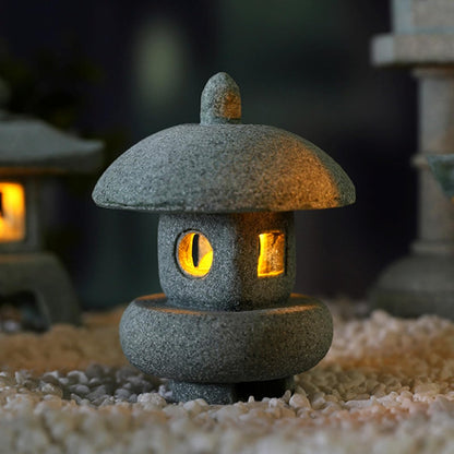 Japanese Pagoda LED Lamp Statue Figurine, LED Lantern Pagoda Statue Figurines for Home Table Decor - Style A