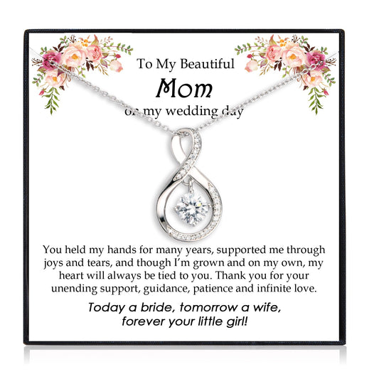 EPIRORA Gifts for Mom- Cubic Zirconia Love Knot Pendant Necklace for Mom/ Mother in Law/ Boyfriend's Mom/ Mother of the Bride/ Mother of the Groom, Dainty Jewelry Gifts for Wedding Birthday Christmas, 18"