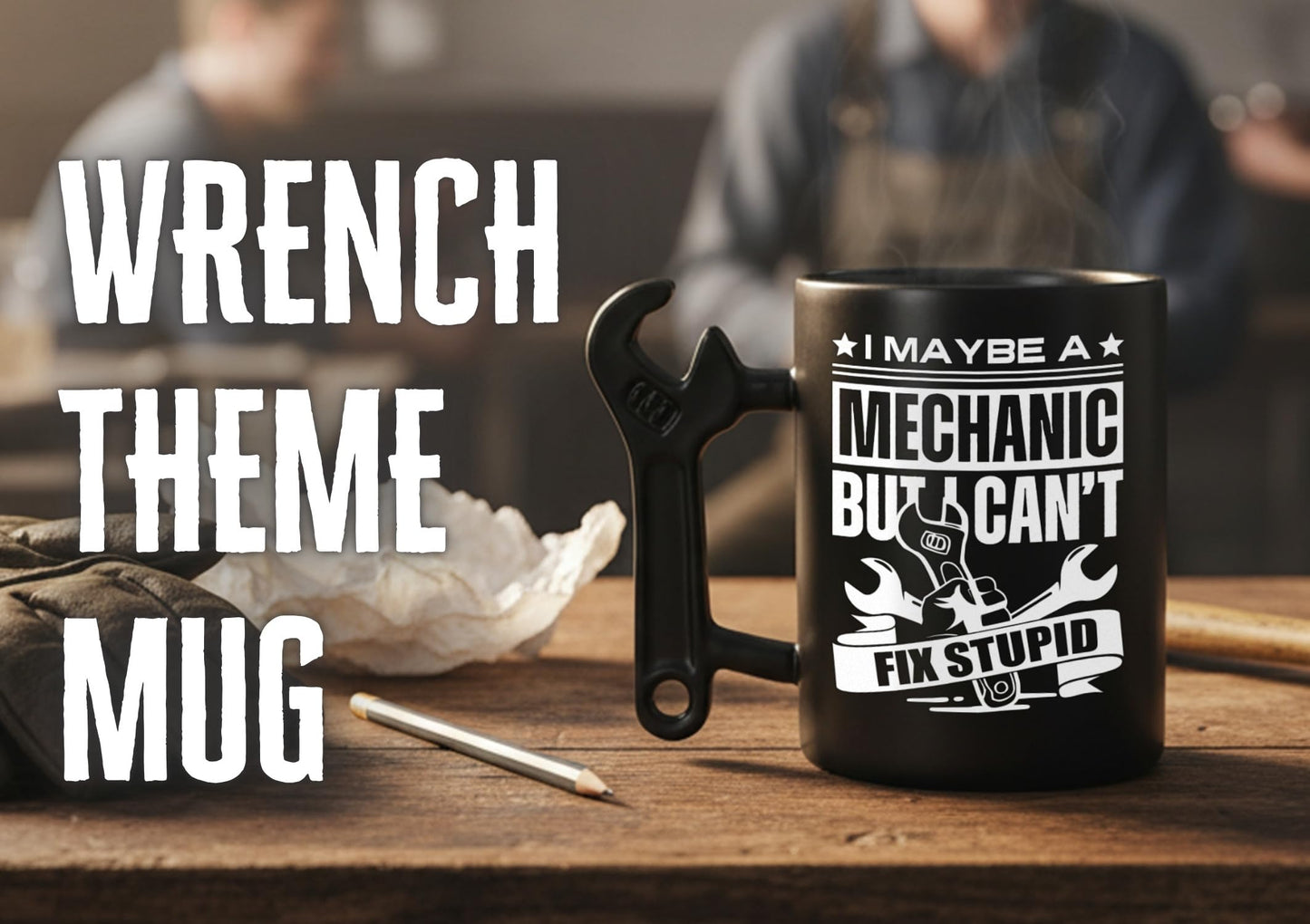 Onebttl Mechanic Gifts Wrench Coffee Mug, Mechanic Gift, 13.5oz/400ml Funny Ceramic Mug for Christmas, Father's Day, Fix Stupid