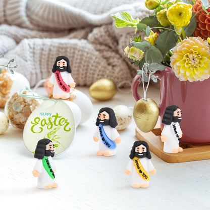 nedeqi 100 PCS Little Jesus Figures, Mini Jesus Figurines in Bulk, Tiny Pocket Rubber Jesus Love You Figure for Religious Party Favors, Sunday School, Baptism Gift, Easter Egg Stuffers (100)