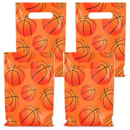 Hooqict 50PCS Basketball Gift Bags with Handle Basketball Party Favor Bags Snack Goodie Treat Candy Bag for Kids Boys Men Sport Themed Birthday Party Supplies (9.8 x 6.7 Inch)