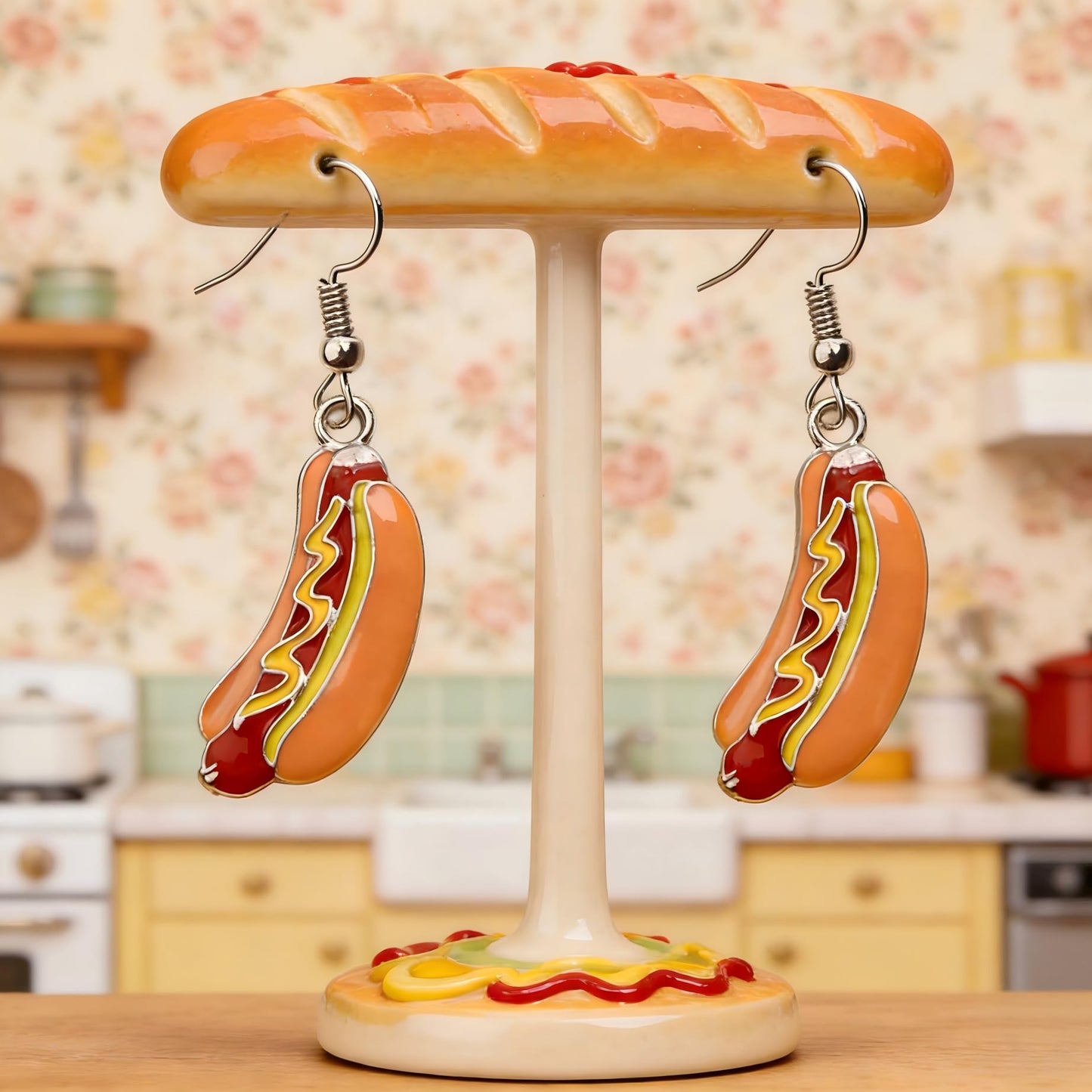 Food Earrings Cute Pizza Hot Dog Hamburger Hook Earrings Cola Bottle Dangle Earrings for Women