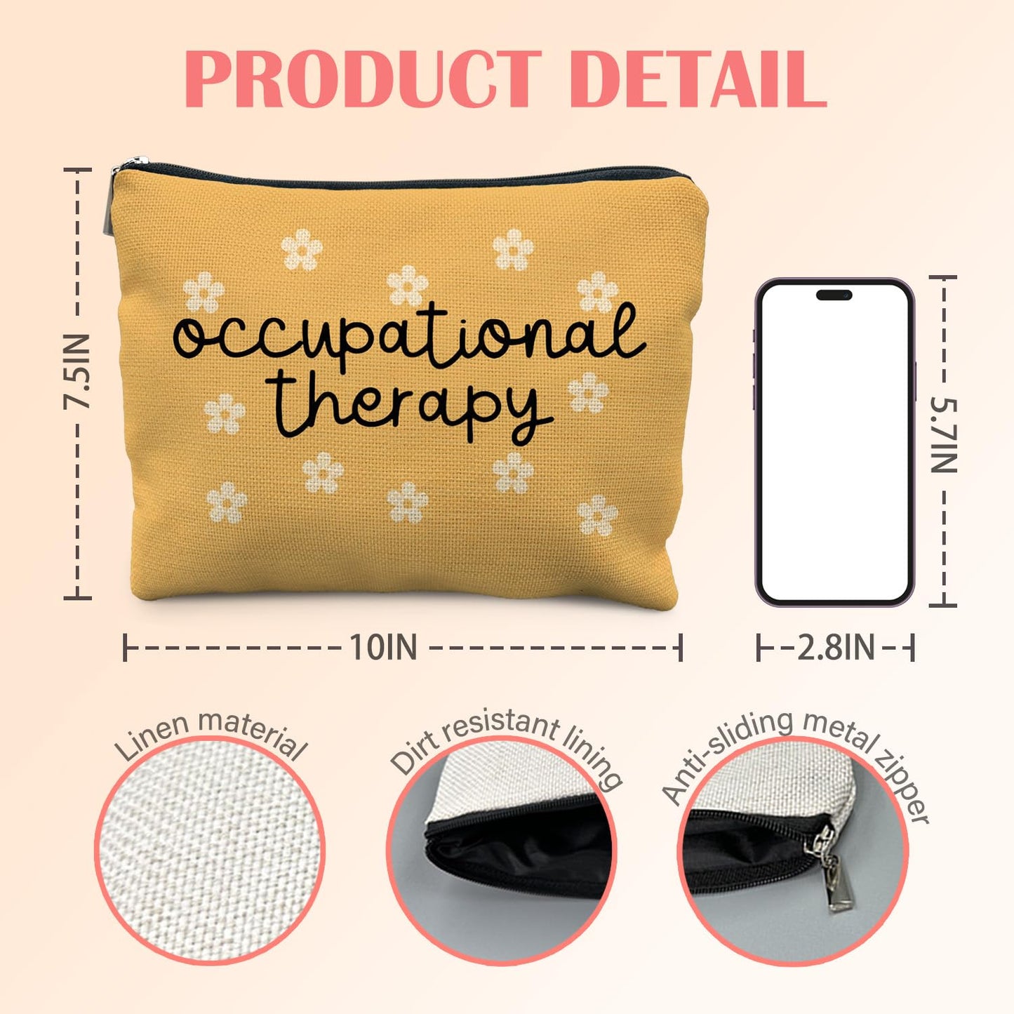 Occupational Therapy Gifts, Occupational Therapist OT Gifts Makeup Bag for Women, Mental Health Psychology Gift Makeup Zipper Pouch
