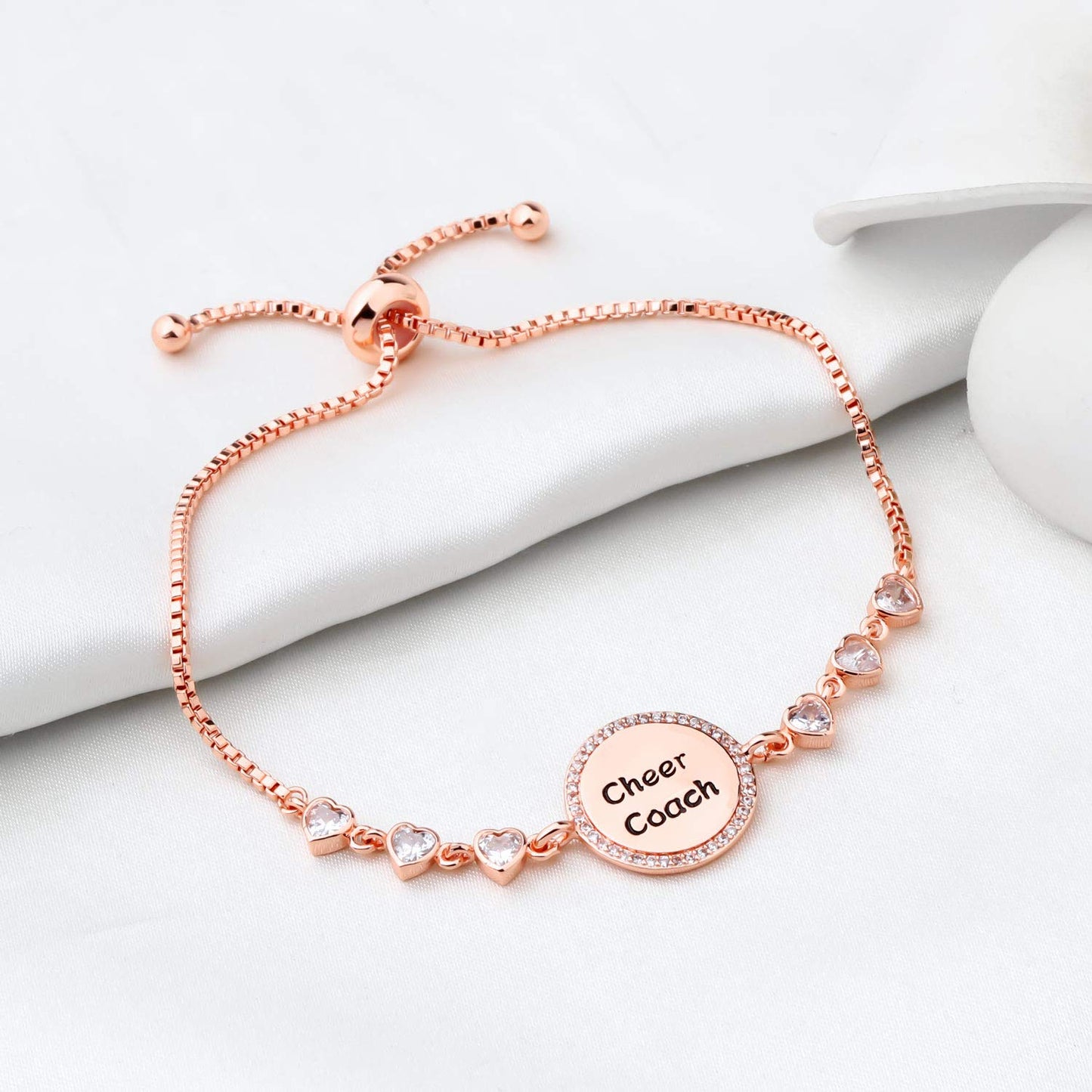 BEKECH Cheerleading Coach Gift Slide Bracelet - Appreciation Gift for Cheer Team Coaches - Cheerleader Jewelry