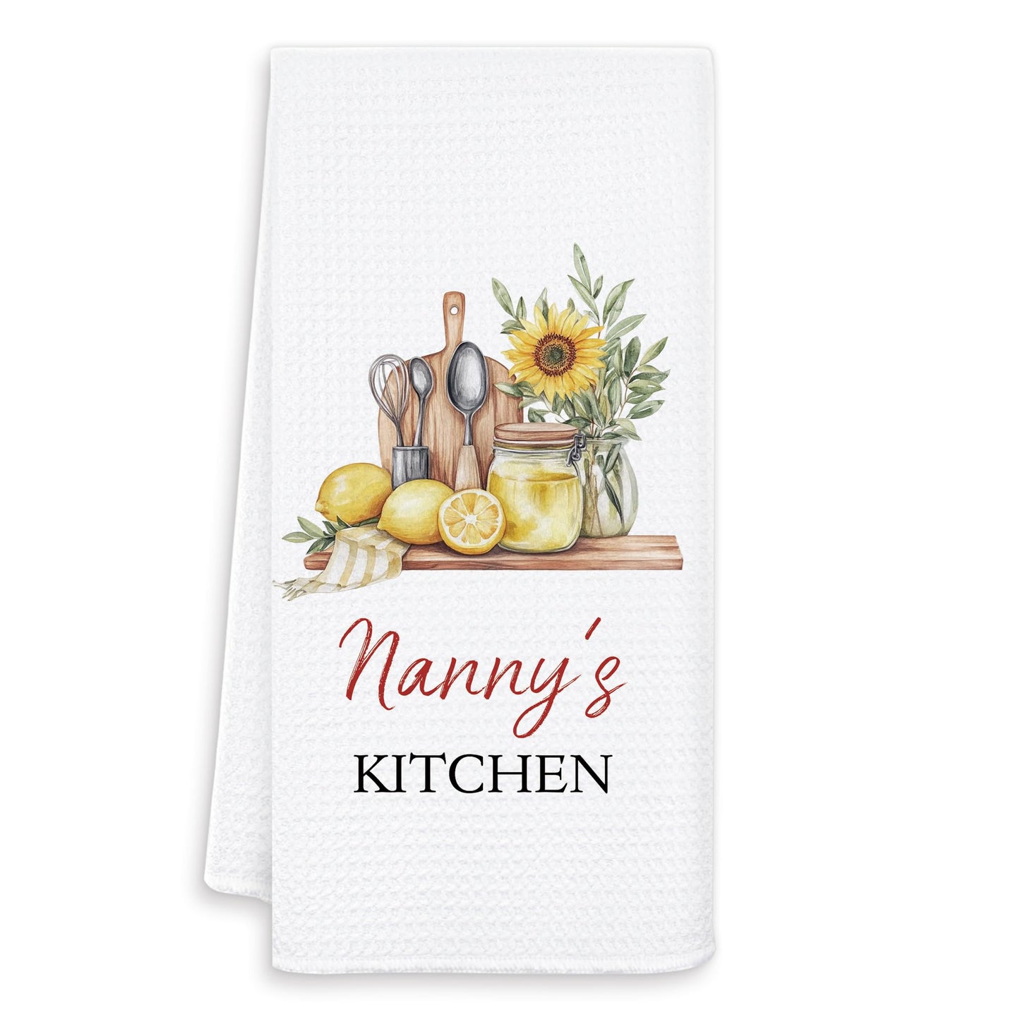 Nanny's Grandma Kitchen Towels, Mother's Day Birthday Gifts for Nanny Grandma Dish Tea Towels for Kitchen Decor, Grandmother Gifts from Grandkids Decorative Hand Towels, 16x24 Inch
