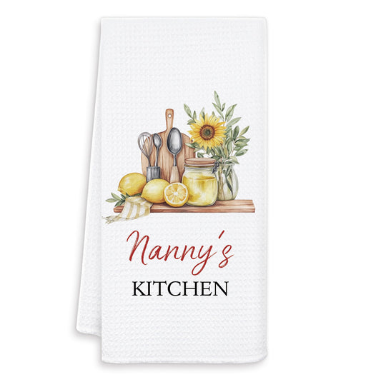 Nanny's Grandma Kitchen Towels, Mother's Day Birthday Gifts for Nanny Grandma Dish Tea Towels for Kitchen Decor, Grandmother Gifts from Grandkids Decorative Hand Towels, 16x24 Inch