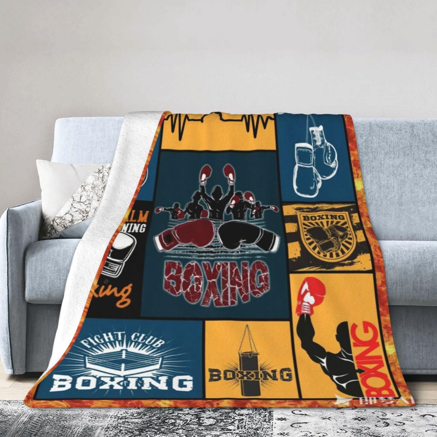 Boxing Blanket Super Soft Warm Boxing Sports Throw Blanket Gift for Men Women Boys Cozy Fluffy Plush Lightweight Flannel Gifts Fleece Blankets for Kids Adults 50"X40"
