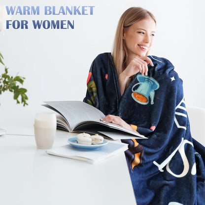 Book Lovers Gifts, Graduation Gift for Him Her Book Lover Throw Blanket, Birthday Gifts for Women, Librarian Birthday Gift for Friends 60" x50 (Navy Blue)
