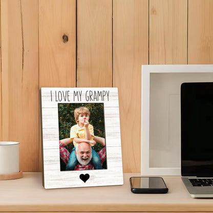 Grampy Gifts Picture Frame 5x7, Grampys Photo Frame, Christmas Fathers Day Birthday Gifts for Grampys from Grandkids, I Love My Grampy Wooden Picture Photo Frames for Desk Home Room Decor