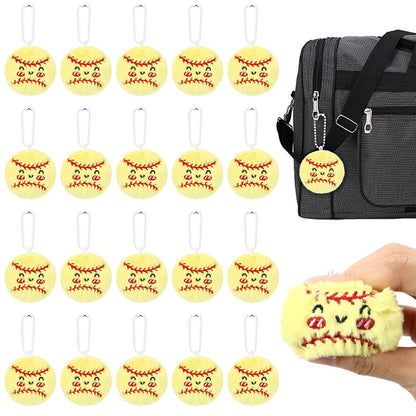 Simgoing 15 Pcs Softball Senior Night Keychain Gift Bulk Mini Plush Ball Prizes Funny Sports Players Team Party Favors Gifts for Group