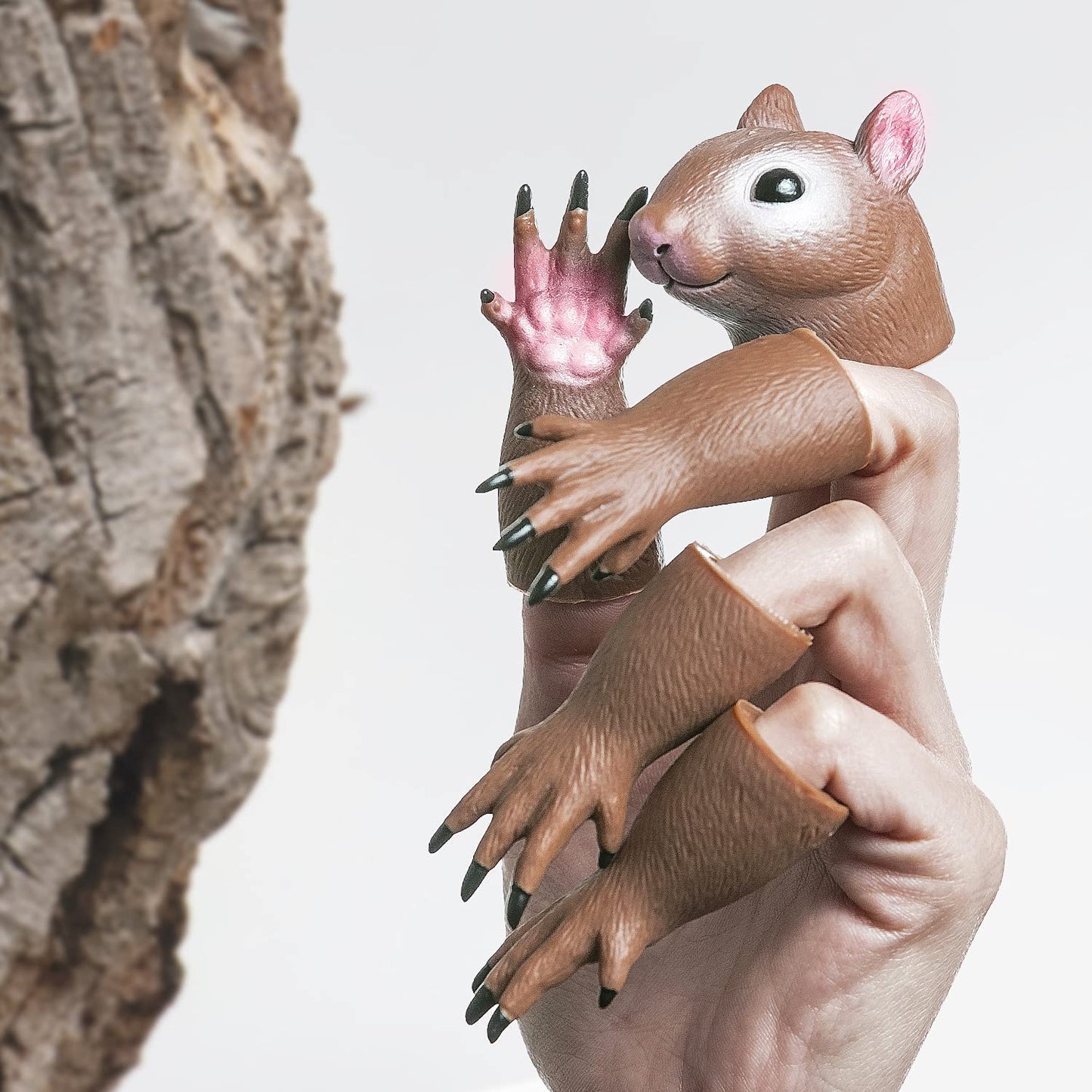 Squirrel Finger Puppet Tiny Hands Theater Prop, Funny Gag Gift for White Elephant, Easter Basket Swap, Adults and Kids