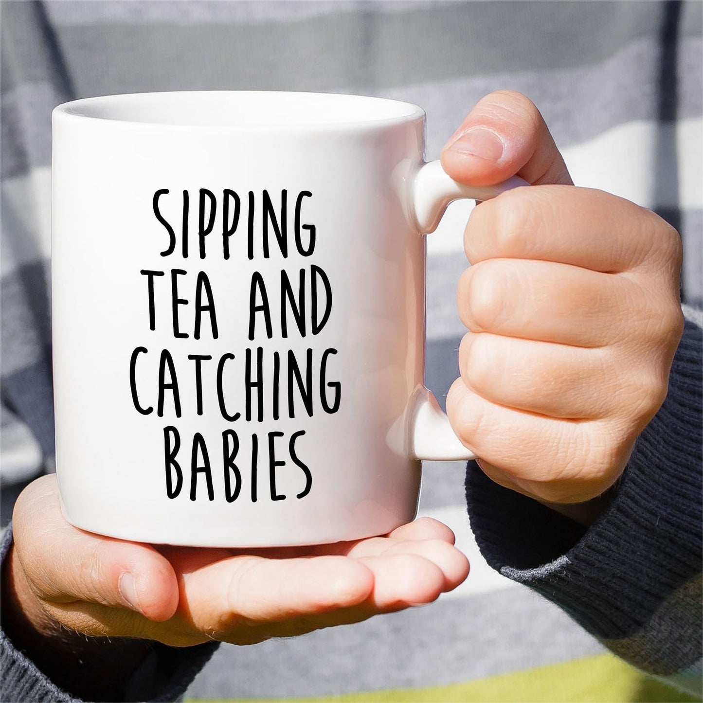 Retreez Funny Midwife Mug - Sipping Tea and Catching Babies Mug - 11 Oz Ceramic Coffee or Tea Cup - Appreciation, Thank-you, Birthday Gift for Midwife, Labor & Delivery Coach, OB Nurse, Coworkers