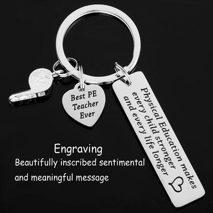 Ahaeth PE Teacher Gifts Keychain for Men and Women - Physical Education Professor Retirement Jewelry from Student - Gym Keychain