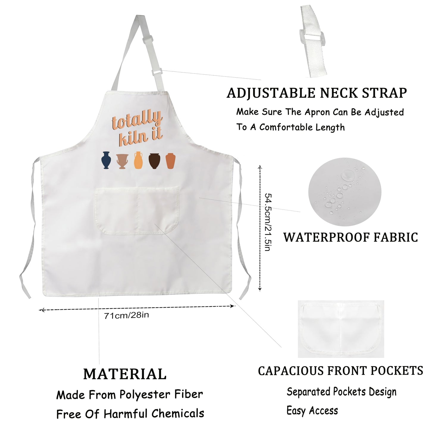 VAMSII Totally Kiln It Apron - Ceramic Artist and Pottery Lover Gifts - Clay Maker Apron